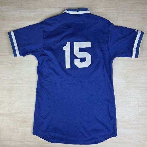 Vintage Majestic Los Angeles Dodgers Blue Jersey Embroidered #15 Size Small - Picture 2 of 6